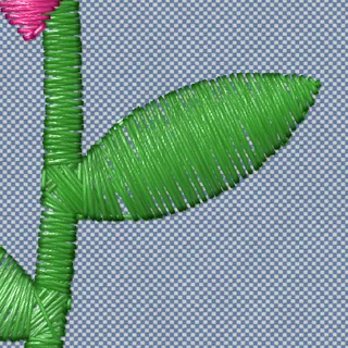 A leaf on chambray