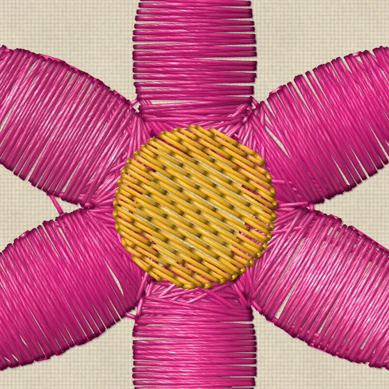 The petals drawn as realistic twisted thread