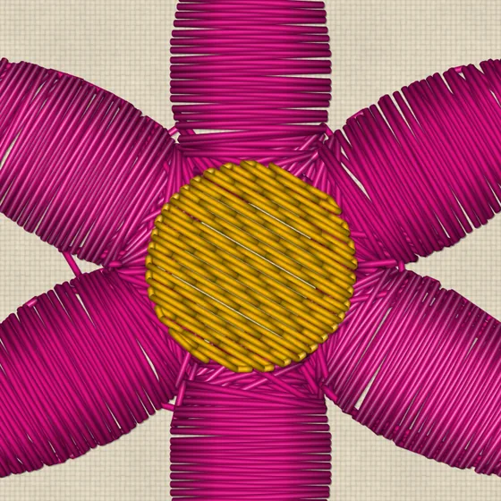 The petals drawn as shaded thread